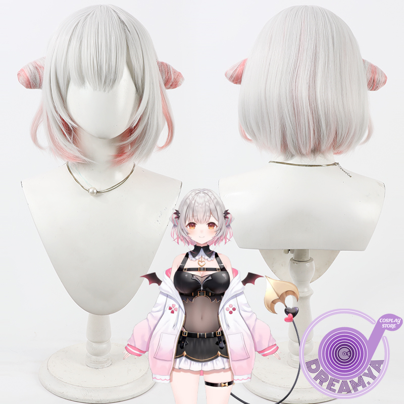 Anime Cosplay Pink - Suou patra peruca cosplay vtuber cinza