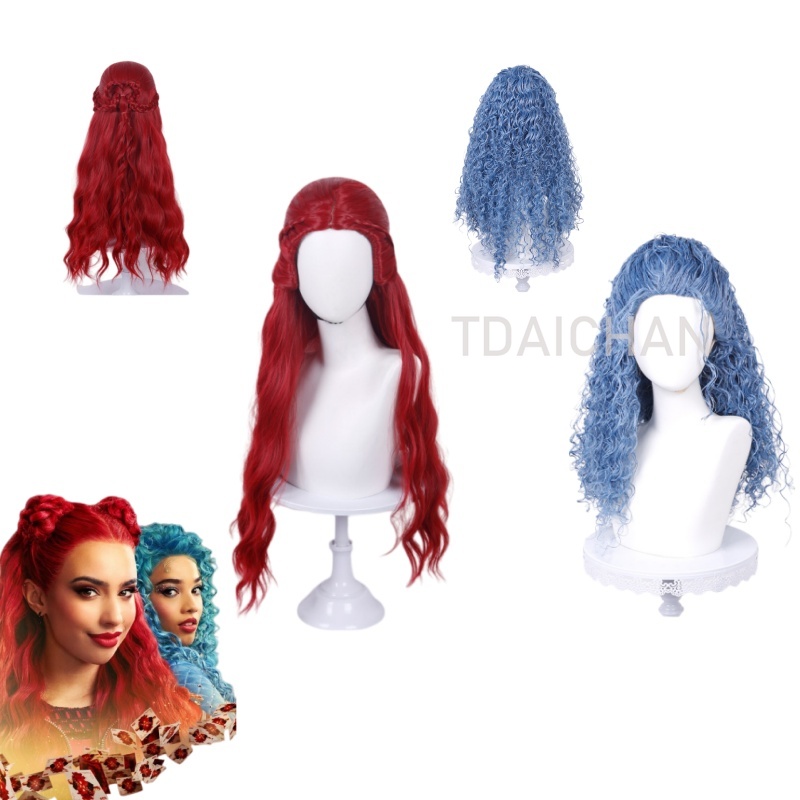 Anime Cosplay With Red Hair - Peruca Cacheada Vermelha para Cosplay, Estilo