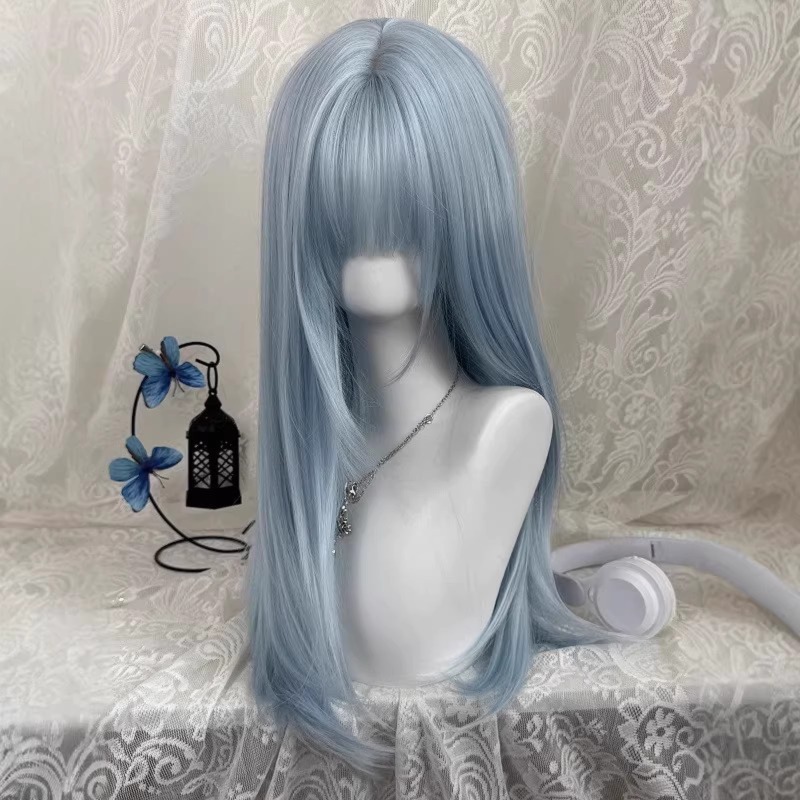 Peruca Longa Lisa Azul Pastel  - Anime Cosplay Thick avaliação e preço