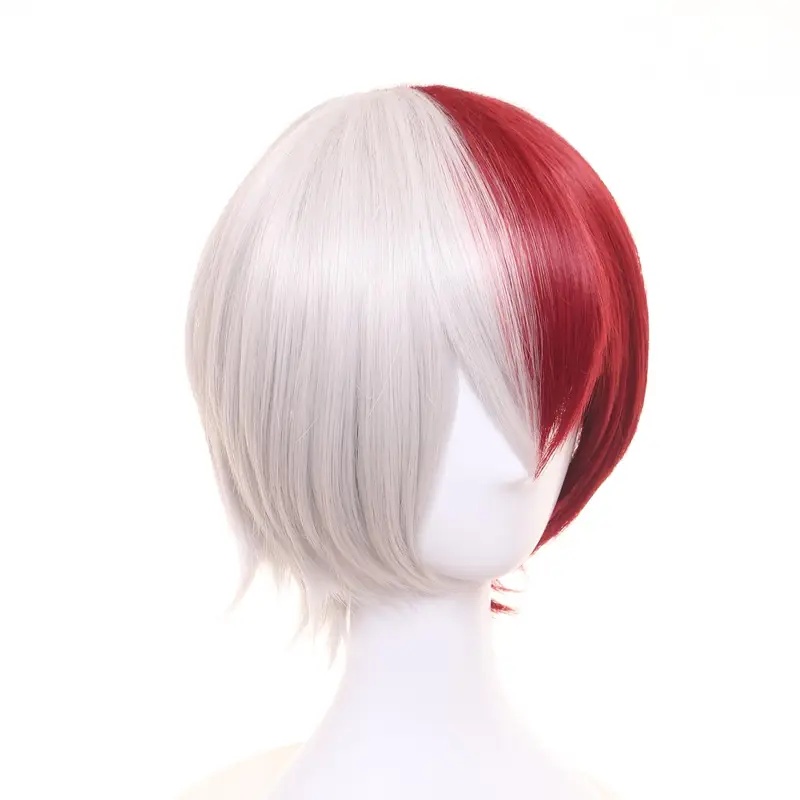 Peruca Curta Branca e Meio Ver - Anime Cosplay With Red Hair avaliação e preço