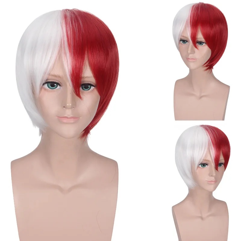 Peruca Curta Branca e Meio Ver - Anime Cosplay With Red Hair avaliação e preço