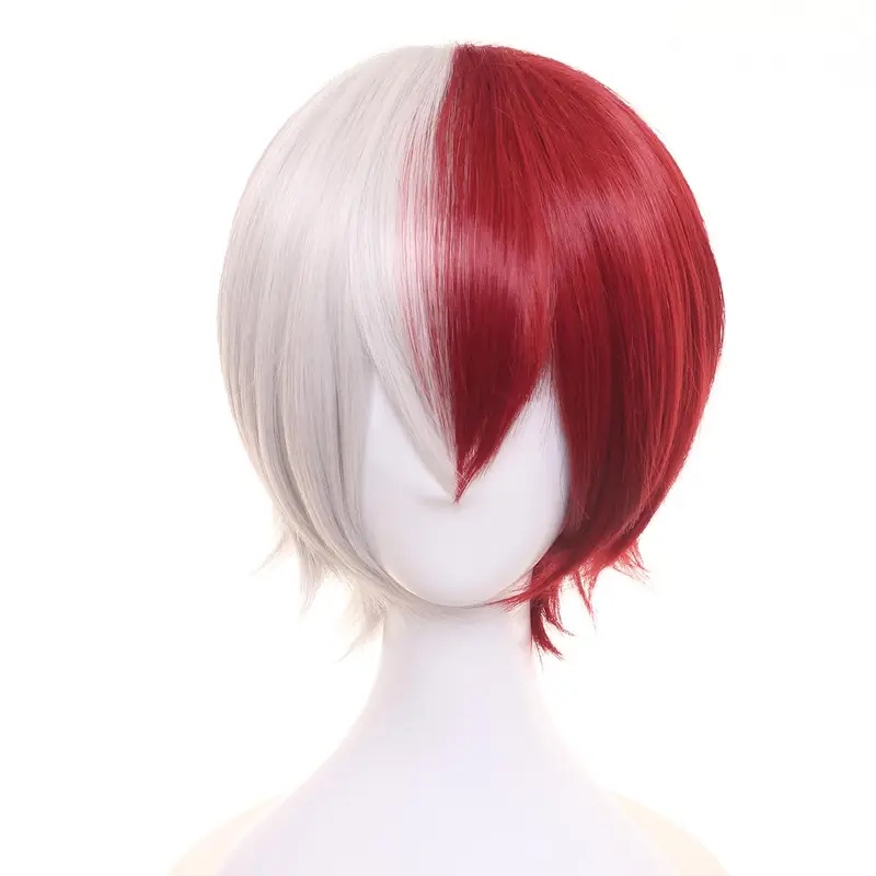 Peruca Curta Branca e Meio Ver - Anime Cosplay With Red Hair avaliação e preço