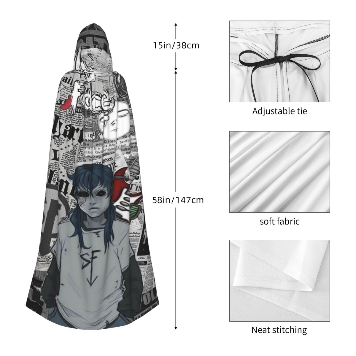 Capa Longa com Capuz de Bruxa  - Anime Cosplay Face avaliação e preço